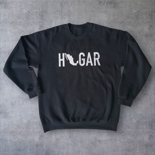 Sudadera de cuello redondo con estampado envejecido HOGAR, unisex