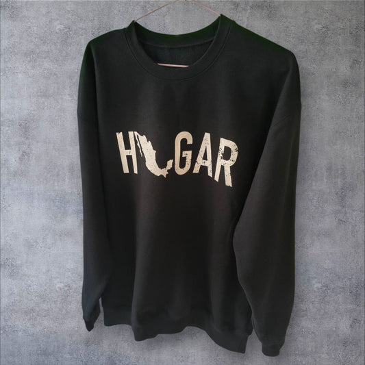 Sudadera de cuello redondo con estampado envejecido HOGAR, unisex